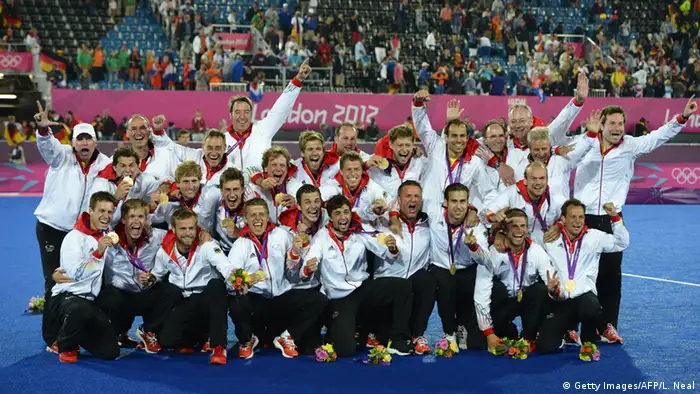 Hockey Olympiasieg deutsche Nationalmannschaft mit Goldmedaillen in London