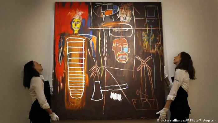 Versteigerung des Werkes Air Power von Jean-Michel Basquiat bei Sotheby's in London 