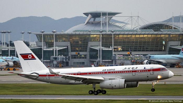 An Air Koryo plane, a North Korean state-owned carrier airline, landing at Incheon International Airport, South Korea. 