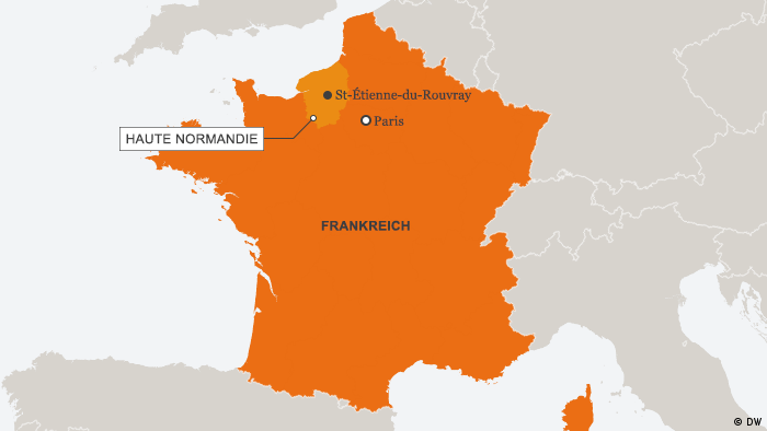 Karte von Frankreich mit der Ortschaft Saint Étienne du Rouvray (Quelle: DW)