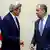 US Secretary of State John Kerry talks with Russian Foreign Minister Sergei Lavrov.