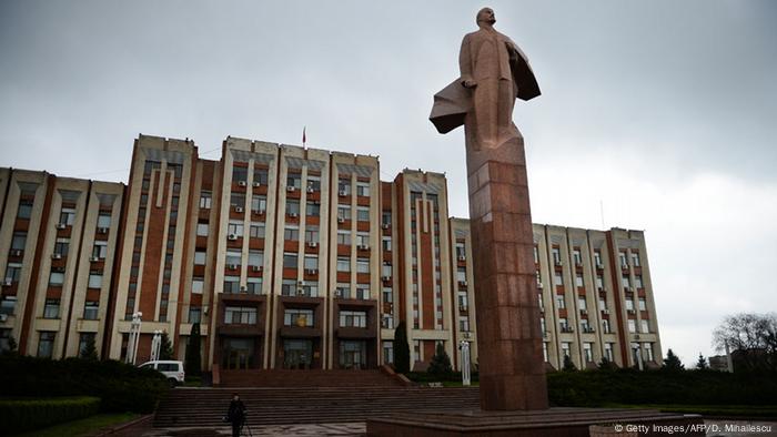 A statue of Lenin in front of the parliament building in Tiraspol, Trans-Dniester