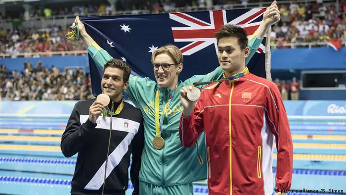 Brasilien - Olympia - Siegerehrung Schwimmen 400m Freistil Herren