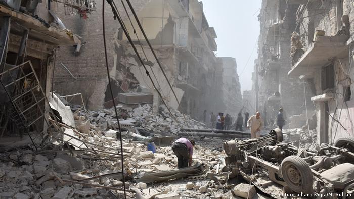 Syrien Aleppo Szenerie nach einem Luftangriff