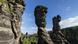Pillar-like rock formations are seen in Saxon Switzerland Pillar-like rock formations are seen in Saxon Switzerland