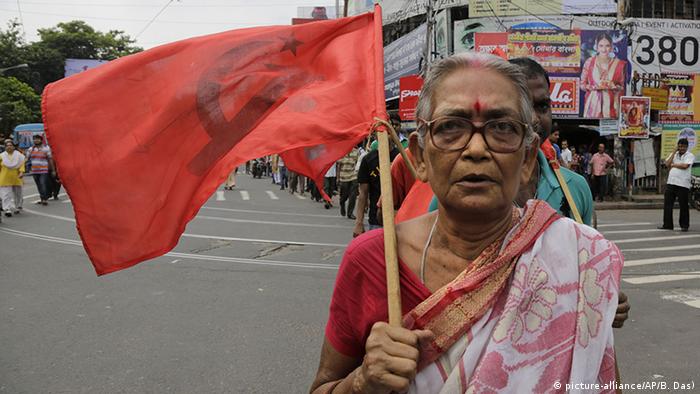 Indien Kalkutta Streik Demonstration Kommunistische Partei