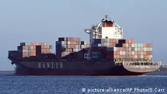 USA Hafen von Long Beach Kalifornien Containerschiff Hanjin Montevideo