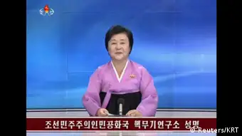 Nordkorea Pyongyang - Nordkoreanische Staatsfernsehen berichtet über Atomtest