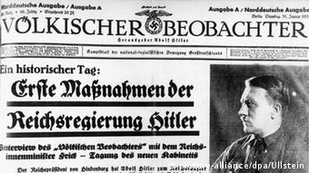Titelseite Völkischer Beobachter von 1933 am Tag der Machtübernahme der Nationalsozialisten