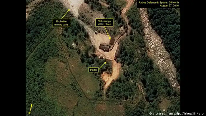 Atomtest Nordkorea mutmaßliches Testgelände Satellitenaufnahme