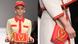 Ein weibliches Model trägt eine Uniform und eine rote Handtasche mit McDonalds-Logo. (Foto: Moschino) Ein weibliches Model trägt eine Uniform und eine rote Handtasche mit McDonalds-Logo. (Foto: Moschino)