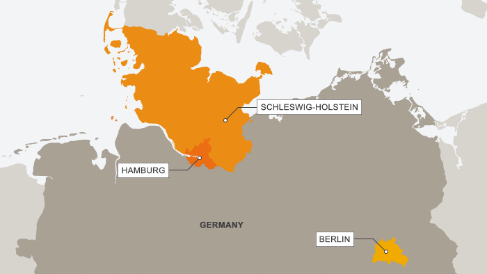 Karte Deutschland, Schleswig-Holstein, Hamburg, Berlin