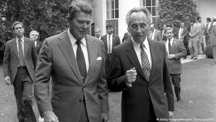 USA Israel Präsident Ronald Reagan & Premierminister Schimon Peres