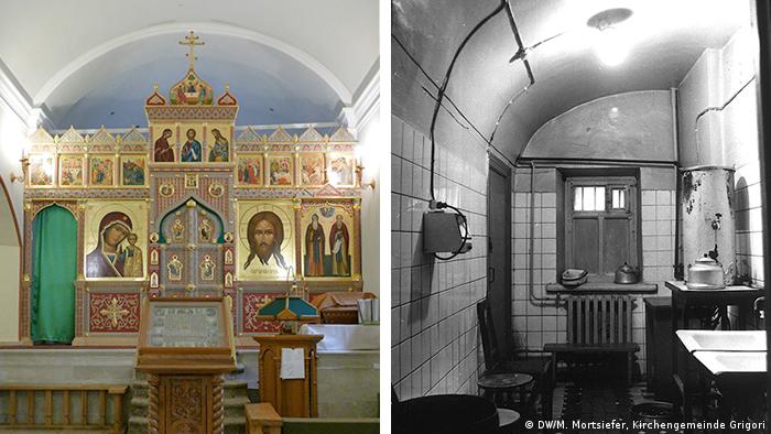 Bildkombo BG Kirchen in Russland Kirche des heiligen Grigori, Moskau
Foto links: Marius Mortsiefer, DW
Foto rechts: Kirchengemeinde Grigori
