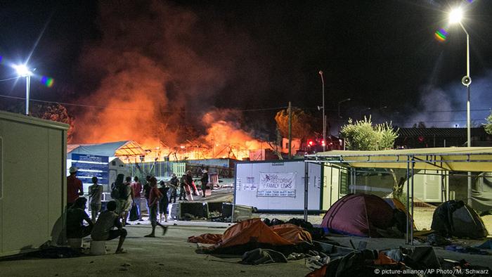 Campo de refugiados Moria en Lesbos, Grecia.