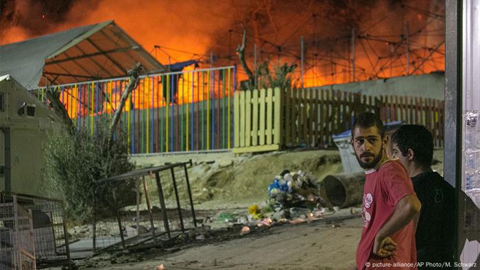 Griechenland Evakuierung während des Brandes in Lesbos
