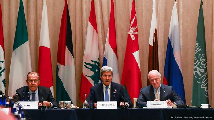 US-Außenminister John Kerry Staffan de Mistura und Sergey Lavrov