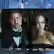 Moderatorin Kate Müser hält Tablet mit Foto von Brad Pitt und angelina Jolie in Händen. (Foto: DW/Jackson Lee/STAR MAX/IPx 4)