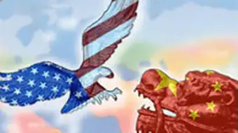 Symbolbild Grafik Weltmacht USA China Adler, Drache