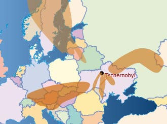 Карта распространения радиации чернобыль