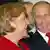La chancelière allemande et le président russe, hier, à Tomsk