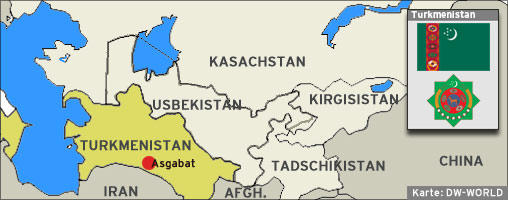 Karte Zentralasien Turkmenistan Hauptstadt Asgabat Quelle: DW-WORLD