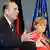 Shugaba Chirac da Angela Merkel a taron maneman labarai bayan ganawarsu a Rheinsberg.