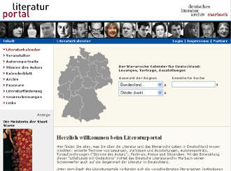 Screenshot Literaturportal, deutsches literatur archiv marbach