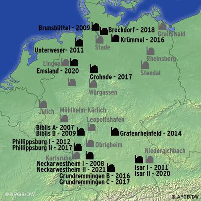 German nuclear power plants and their remaining lifespans
