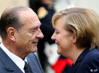 德国总理默克尔与法国总统希拉克在巴黎