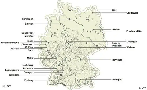 Karte Unis Deutschland