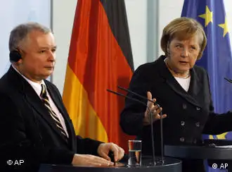 德国总理默克尔和波兰总理卡钦斯基在柏林会晤