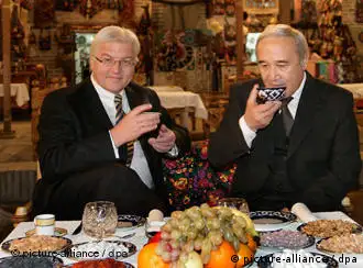 施泰因迈尔与乌兹别克斯坦副外长喝茶