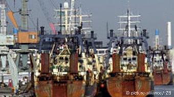 Europäische Fischtrawler im Hafen
