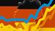 Graphs indicating positive economic gain with German flag in background Graphs indicating positive economic gain with German flag in background
