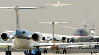 Planes on the tarmac waiting to take off