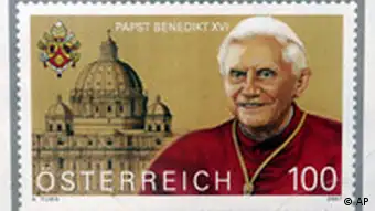Österreichische Briefmarke von Papst Benedikt XVI