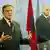 Germany's Defense Minister Franz Josef Jung stands next to Kosovo Prime Minister Agim Ceku