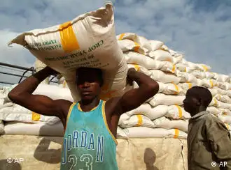 资料图片：对非洲国家的粮食援助