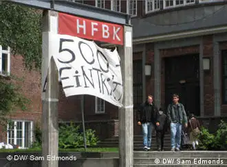 汉堡艺术学院学生们张挂的抗议标语