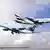 A montage of jets in Lufthansa and Emirates livery