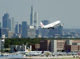 A plane takes off from Frankfurt Airport