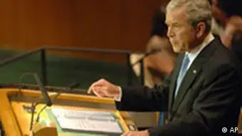 Bush spricht zur UN-Vollversammlung am 25. September (AP Photo/Henny Ray Abrams)