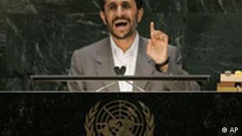 Mahmoud Ahmadinejad spricht vor der UNO in New York