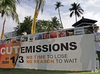印尼巴厘岛联合国气候保护大会的场外游行标语