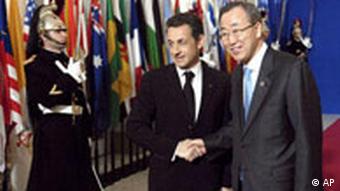French President Nicolas Sarkozy and United Nations Secretary General Ban Ki-moon