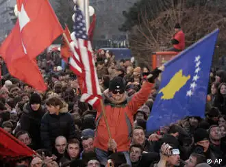 庆祝的科索沃阿尔巴尼亚族人