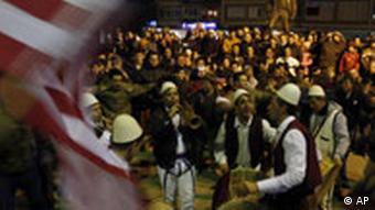Kosovars celebrate international recognition in Pristina, Kosovo, Monday, Feb. 18, 2008