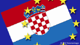 Flagge Kroatiens auf der EU-Flagge (Foto: DW)