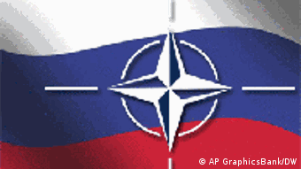 Russian flag and NATO symbol